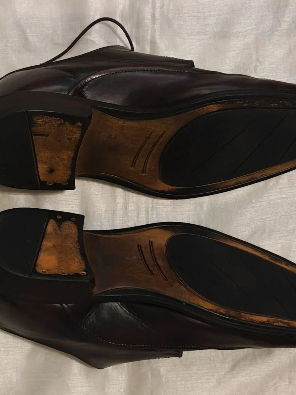 Stafford Handcrafted lace-up men's squared toe leather brown dress shoes 13.5